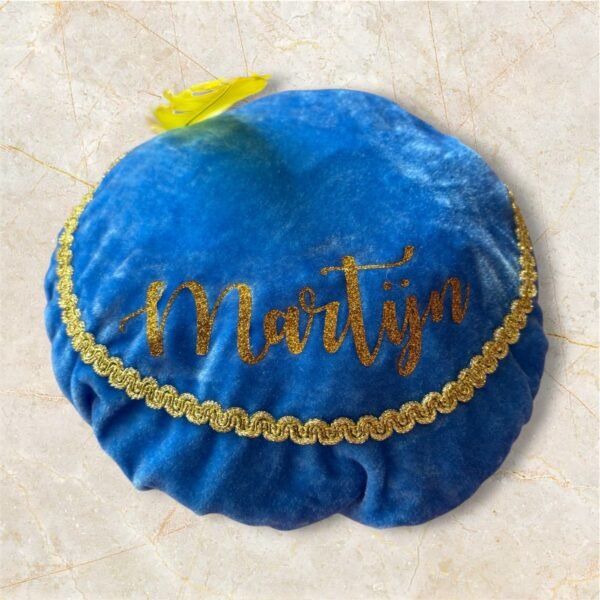 Pietenmuts blauw met naam Pietenmuts met naam